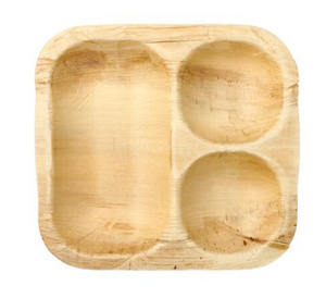 3-Compartment Square Plate , 25 pack