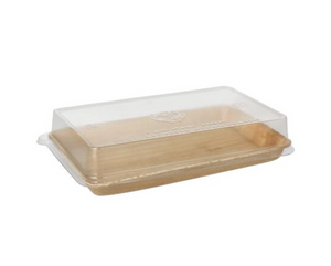 8.27" x  5.51" x 1.77" Sushi Tray with Clear rPET Lid - 50/100 Case - Large